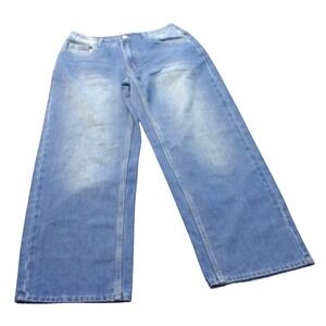 MYOURSA Medium Wash Wide Leg Denim Jeans Size M High Waisted Relaxed Fit